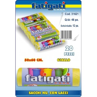 FAT/SACCHI N.U.50X60 GIALLI 20PZ.C/LACCI