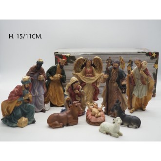 CRNAT/SET 11PZ.SOGG.PRESEPE MEDI 15/11CM