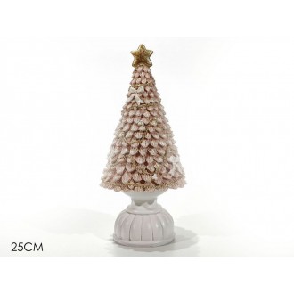 GT2/ALBERO NATALE 25CM.ROSA C/BIANCO