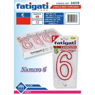 FAT/CANDELA NR.6 15CM.COMPLEANNO