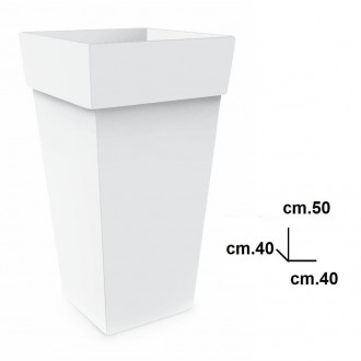 PLA/MELRO.VASO QU.ALTO BIANCO 40X40X50CM