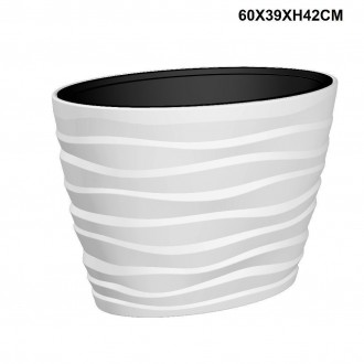 PLA/BORA VASO OVALE BIANCO 60X39X42CM.