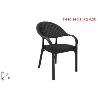 2SE/EFFETTO RATTAN SEDIA NERA PLT