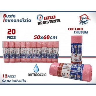 INT/BUSTE PATTUMIERA 50X60ROSA 20PZ.